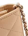 Lambskin Quilted Wallet On Chain WOC Beige Black