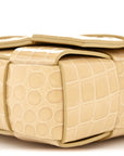 Gloss Calfskin Croc Embossed Intreccio Cassette Crossbody Bag Praline