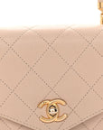 Lambskin Quilted Small Trendy Spirit Top Handle Bag Beige