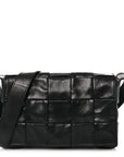 Paper Calfskin Maxi Intrecciato Small Cassette Crossbody Bag Black