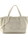 Calfskin Cuir Small Triomphe Cabas Drawstring White