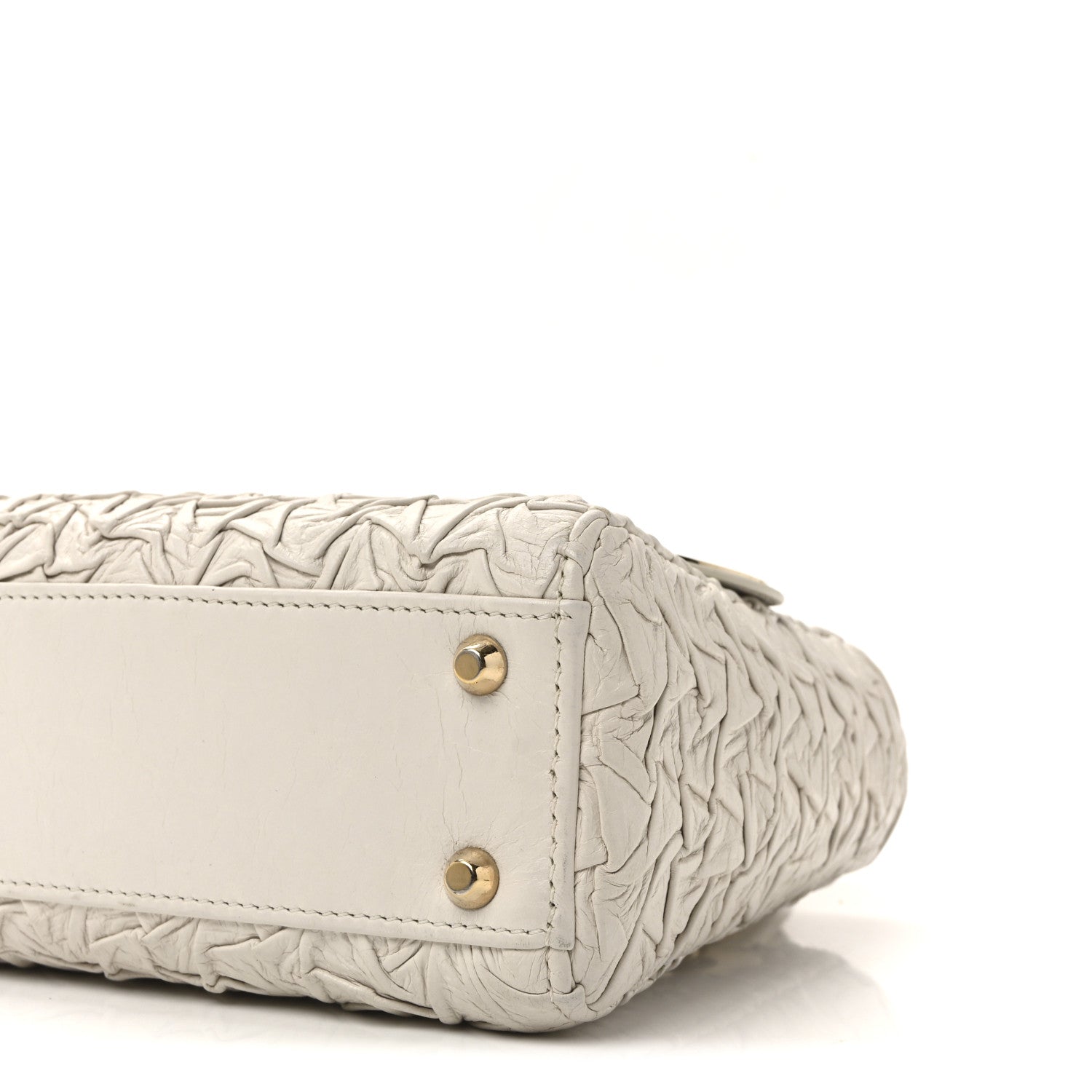 Lambskin Gathered Mini Lady D1OR White