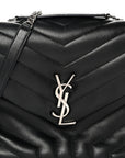 Calfskin Y Quilted Monogram Medium Loulou Chain Satchel Black