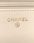 Lambskin Enamel Quilted Pearl Crush Wallet On Chain WOC White