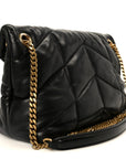 Lambskin Quilted Small Loulou Puffer Monogram Chain Satchel Black
