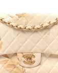 Denim Floral Printed Medium Double Flap Beige