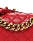 Lambskin Quilted Small Boy Flap Red