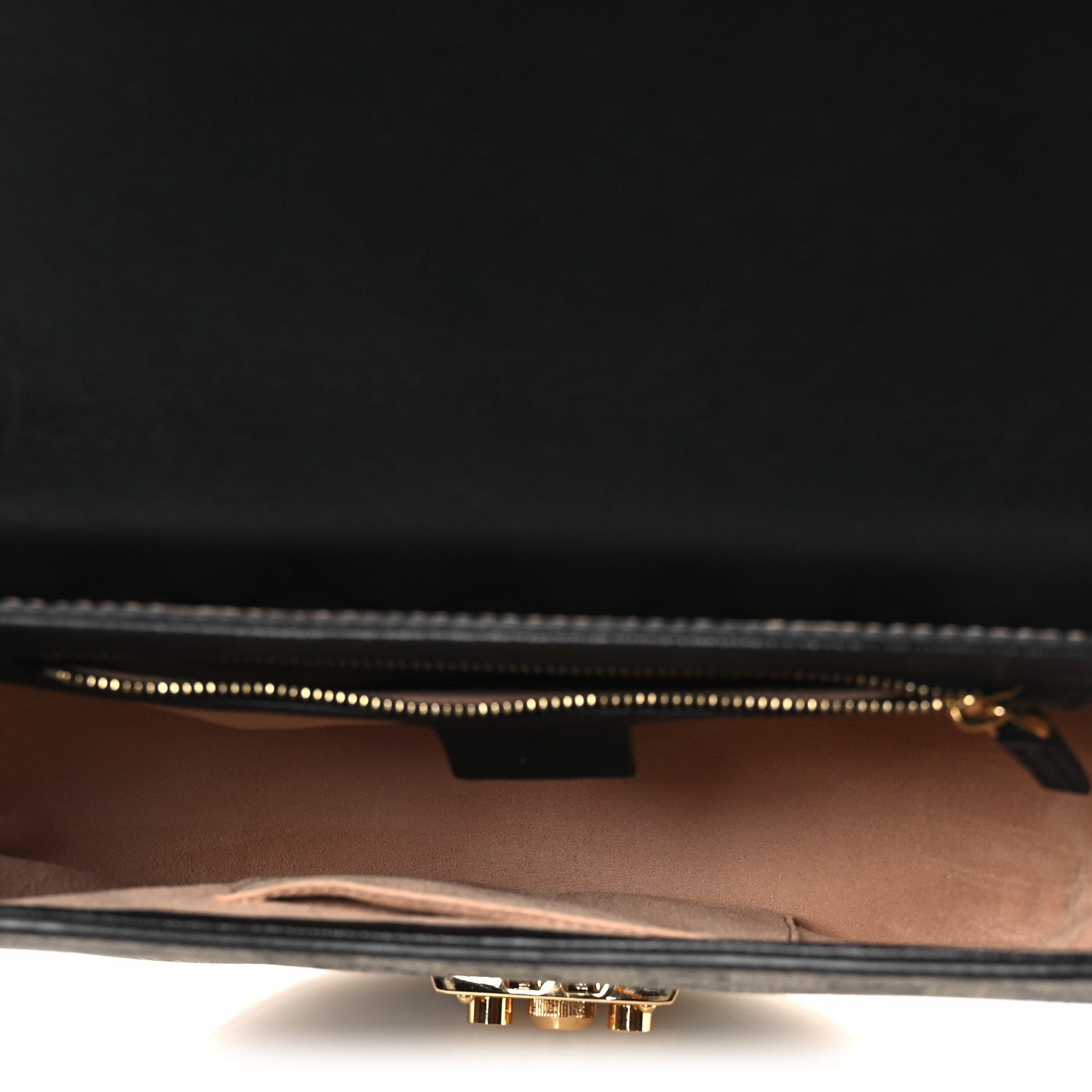 GG Supreme Monogram Calfskin Small Padlock Messenger Shoulder Bag Beige Black Cuir