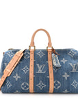 Denim Monogram New LV Remix Keepall Bandouliere 45 Blue