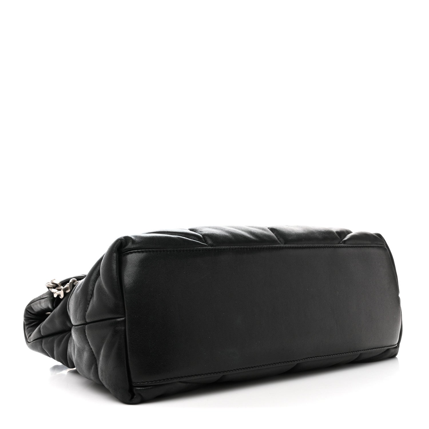 Lambskin Quilted Medium Loulou Puffer Monogram Chain Satchel Black