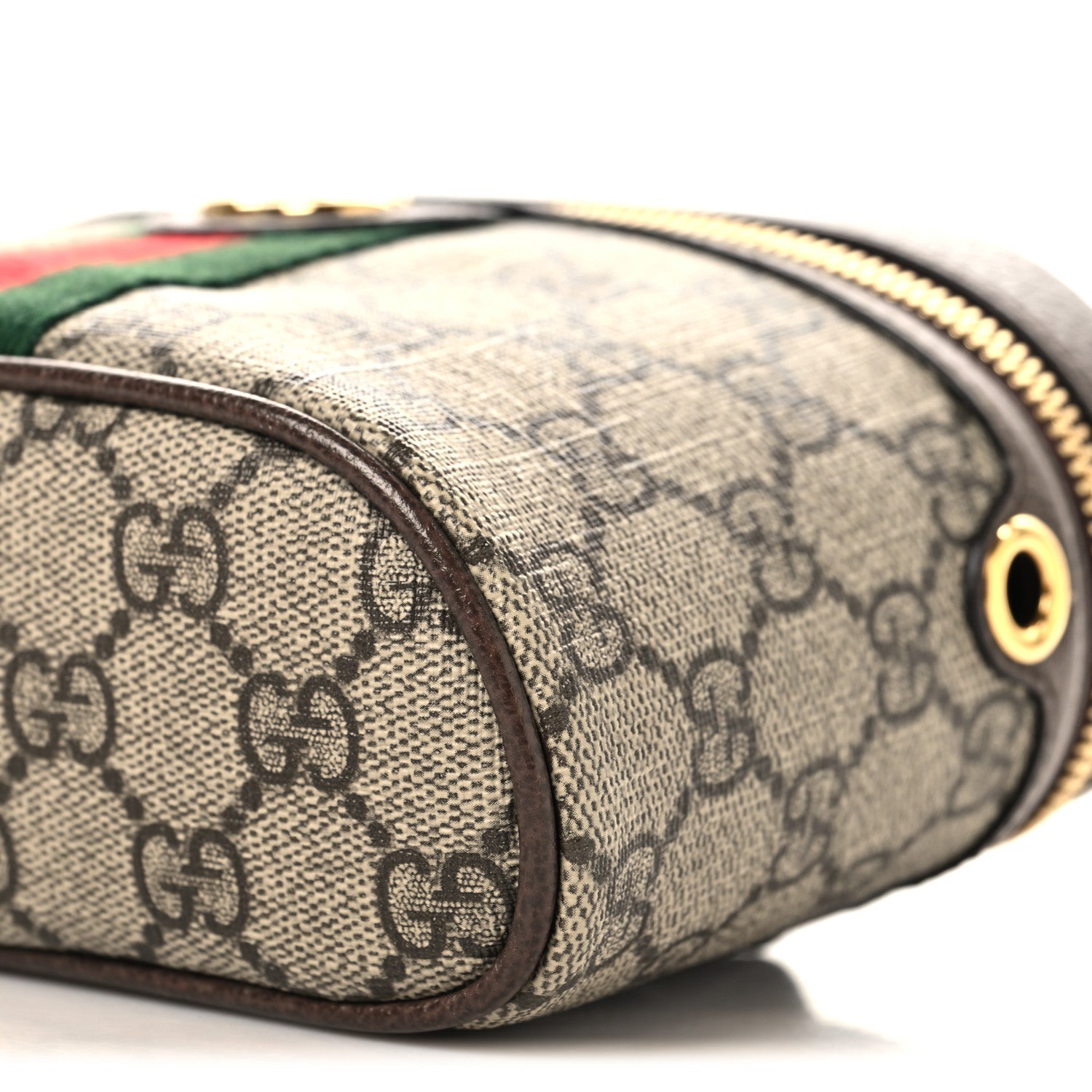 GG Supreme Monogram Textured Dollar Calfskin Web Ophidia Belt Bag 110 44 Beige Ebony New Acero