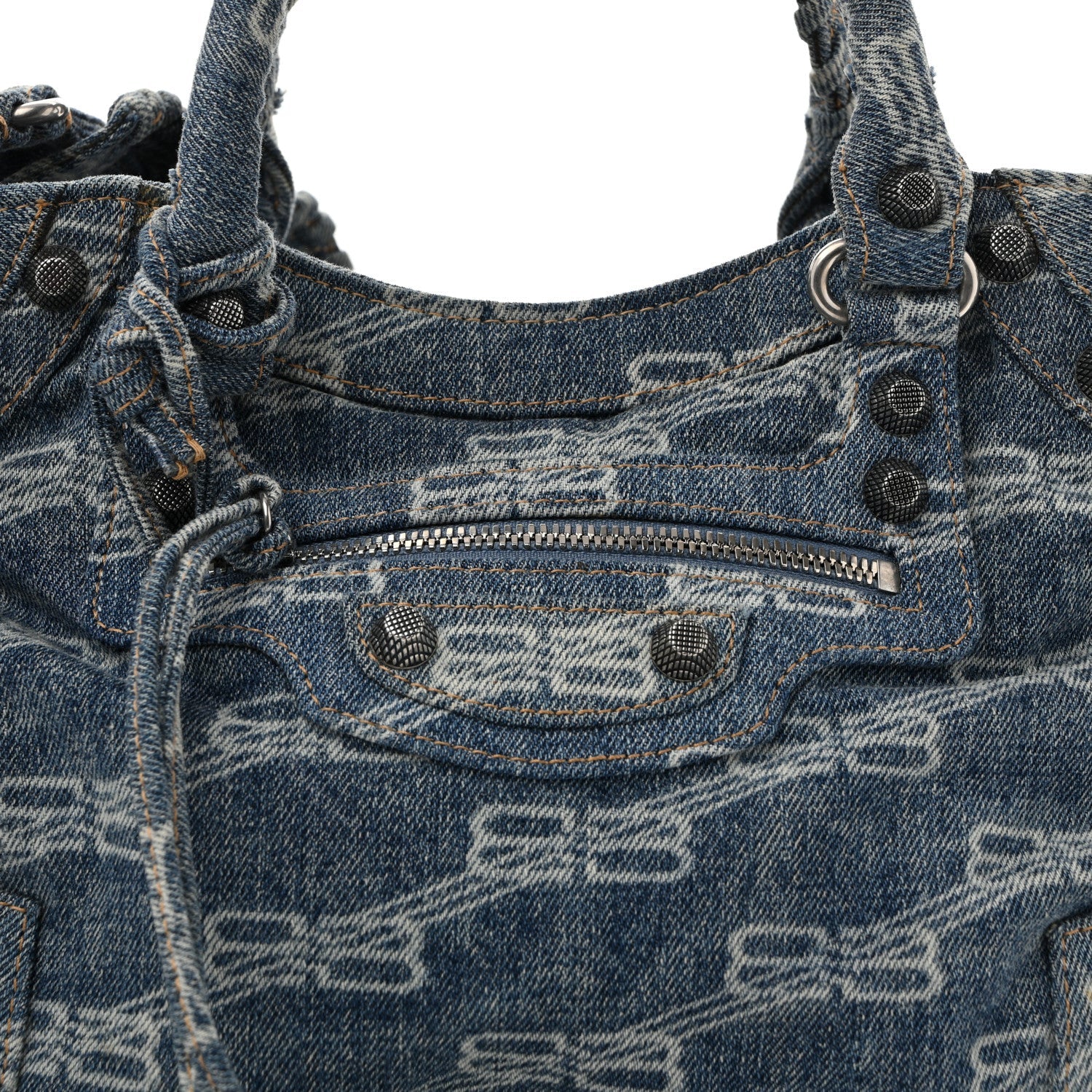 Denim BB Monogram Neo Cagole City Handbag Blue