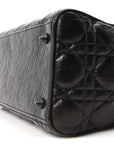 Crinkled Calfskin Cannage Medium Lady D1OR Black