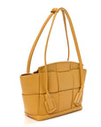 Grained Calfskin Maxi Intrecciato Medium Arco Mustard Yellow