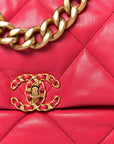 Goatskin Quilted Large CHNL 19 Flap Dark Pink