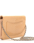 Patent Calfskin Chevron Quilted Wallet On Chain WOC Beige