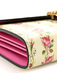 Calfskin Floral Print Mini Dionysus Chain Wallet Ivory Pink