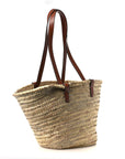 Raffia Calfskin Triomphe Medium Panier Tan