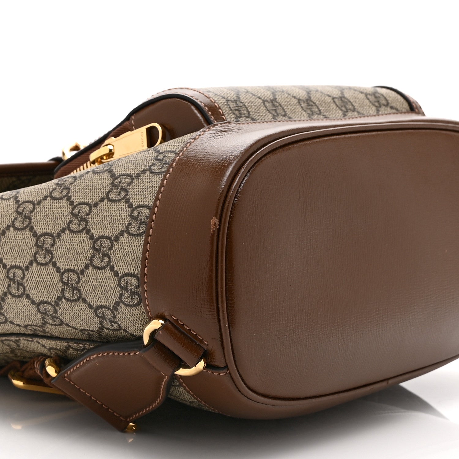 GG Supreme Monogram Azalea Calfskin Retro Interlocking G Buckle Backpack Beige Ebony Brown Sugar