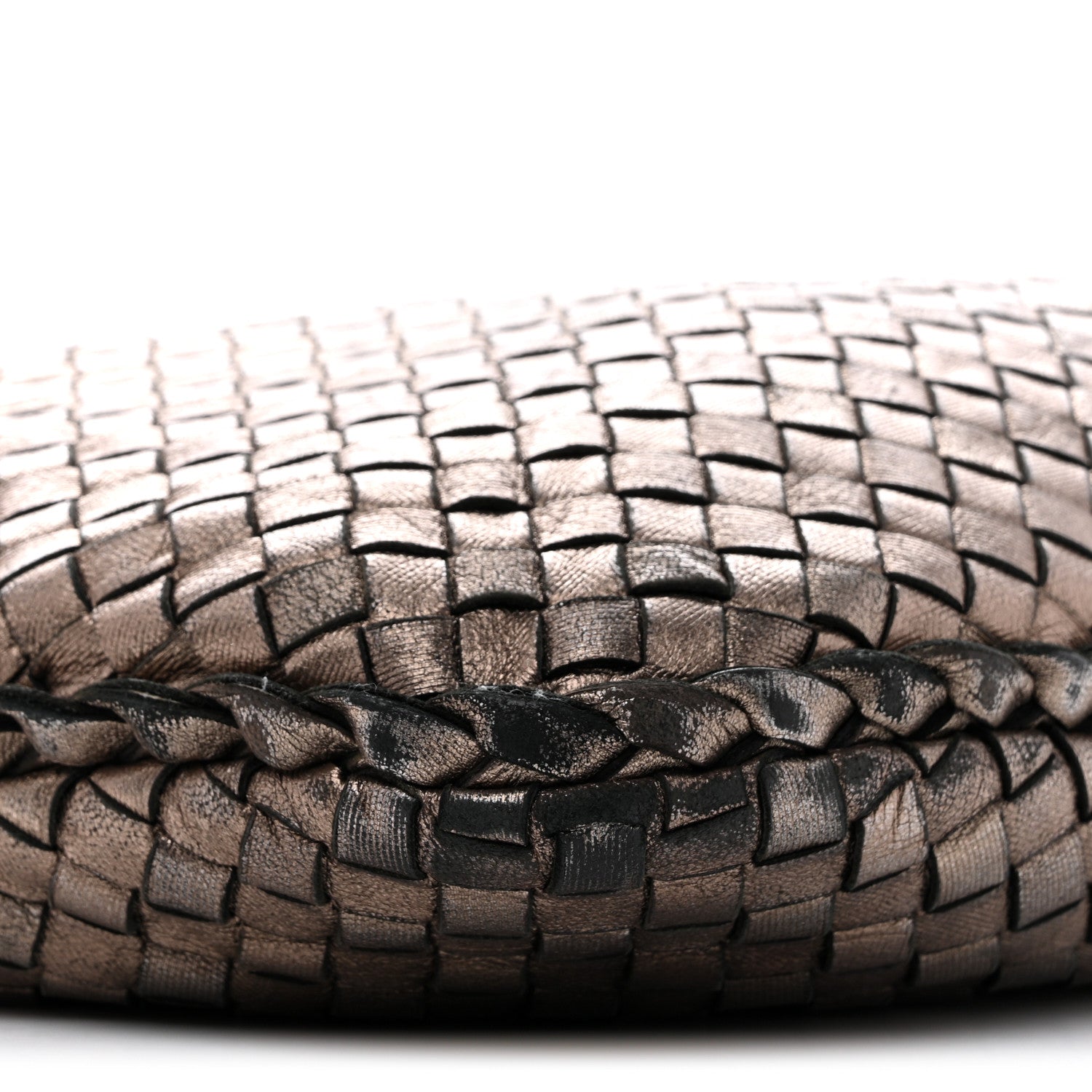 Metallic Nappa Intrecciato Medium Veneta Hobo Pewter