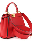 Vitello Seta Canvas FF Embroidered Peekaboo Iconic Satchel Rosso Cardinale Multicolor