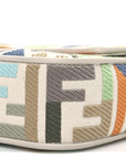 Canvas Vitello Seta FF Multicolor Embroidered Baguette Grezzo Multicolor Latte