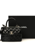 Lambskin Quilted Small Trendy CC Dual Handle Flap Bag Black