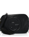 Pebbled Calfskin Small Soho Disco Bag Black