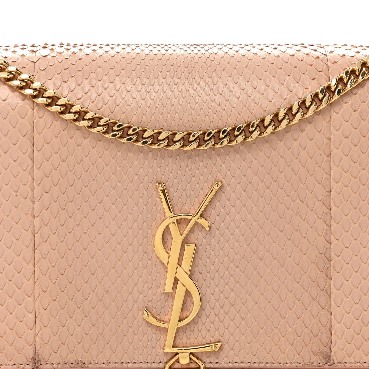 Snakeskin Medium Classic Monogram Kate Tassel Satchel Beige