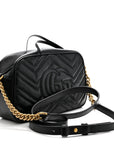 Calfskin Matelasse Small GG Marmont Chain Shoulder Bag Black