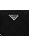 Nylon Tessuto Impuntu Quilted Crossbody Bag Black
