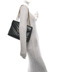 Calfskin Y Quilted Monogram Medium Loulou Chain Satchel Black