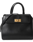 Shiny Box Calfskin Small Money Tote Black