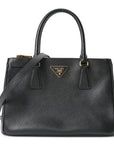 Saffiano Small Galleria Double Zip Tote Black