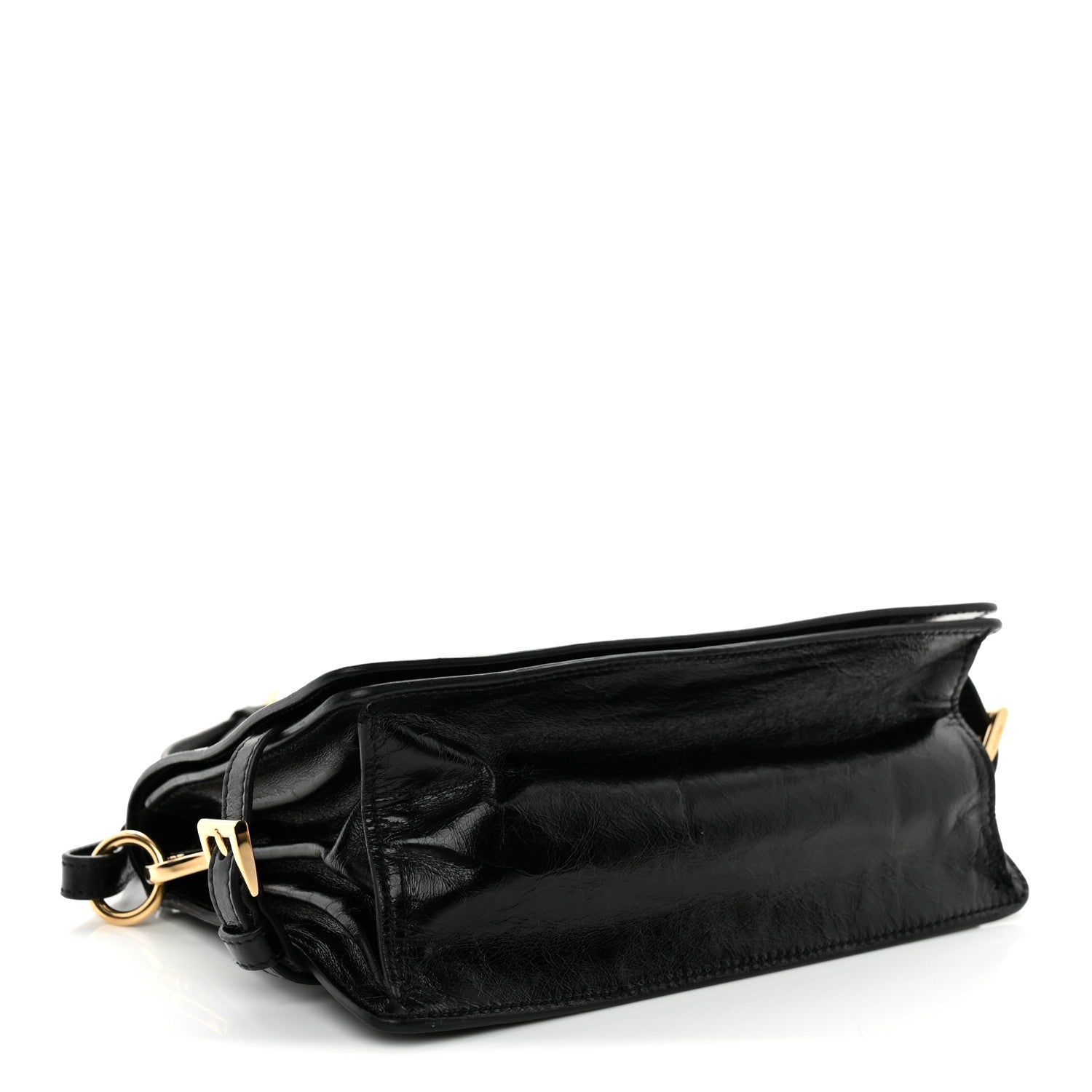 Soft Lux Calfskin Triangle Mini Shoulder Bag Black