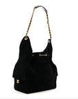 Suede Quilted Medium CHNL 25 Handbag Black
