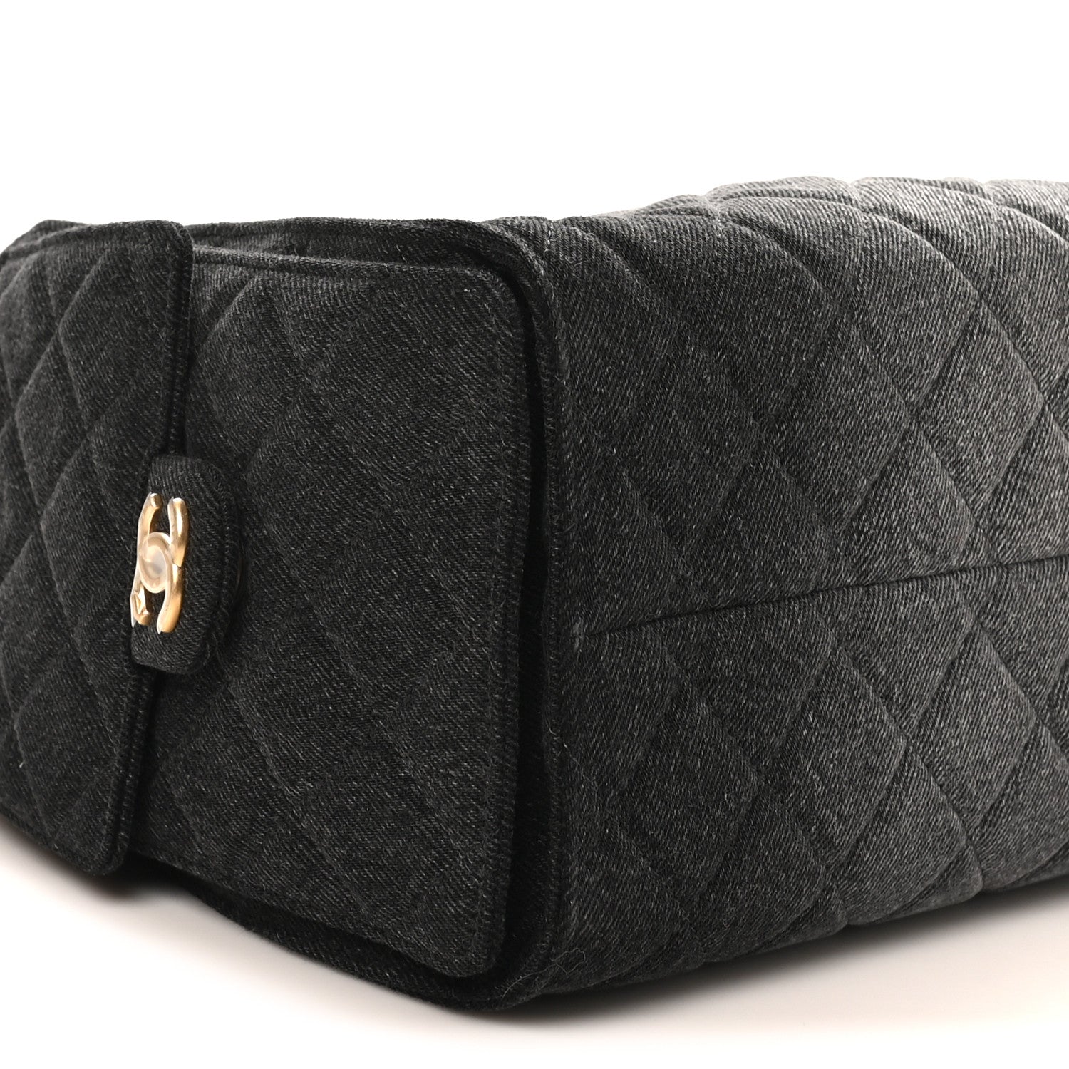 Washed Denim Quilted Small CHNL 25 Handbag Black
