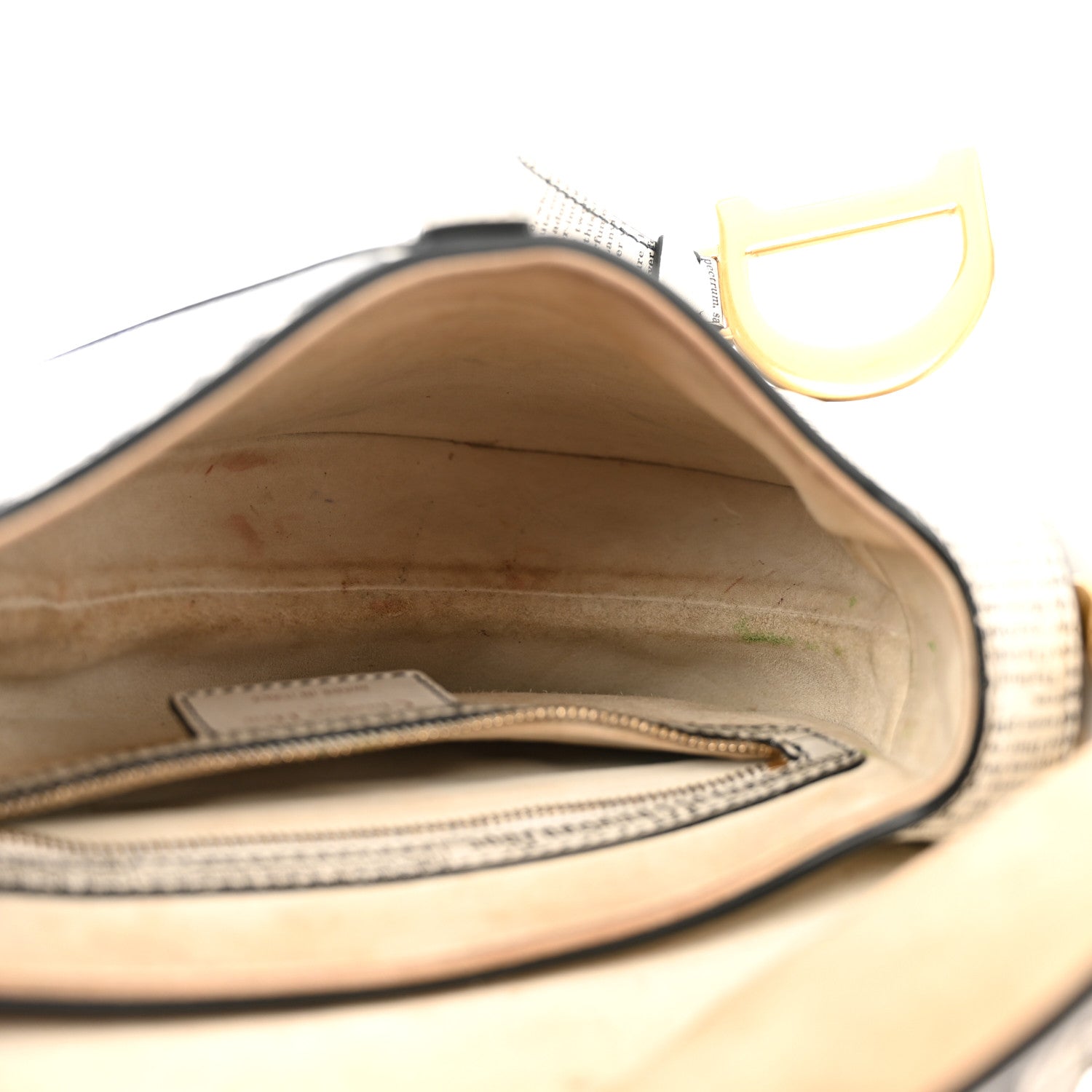 Calfskin Newspaper Printed Saddle Bag Black White