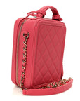 Caviar Quilted CC North South Filigree Vanity Case Pink