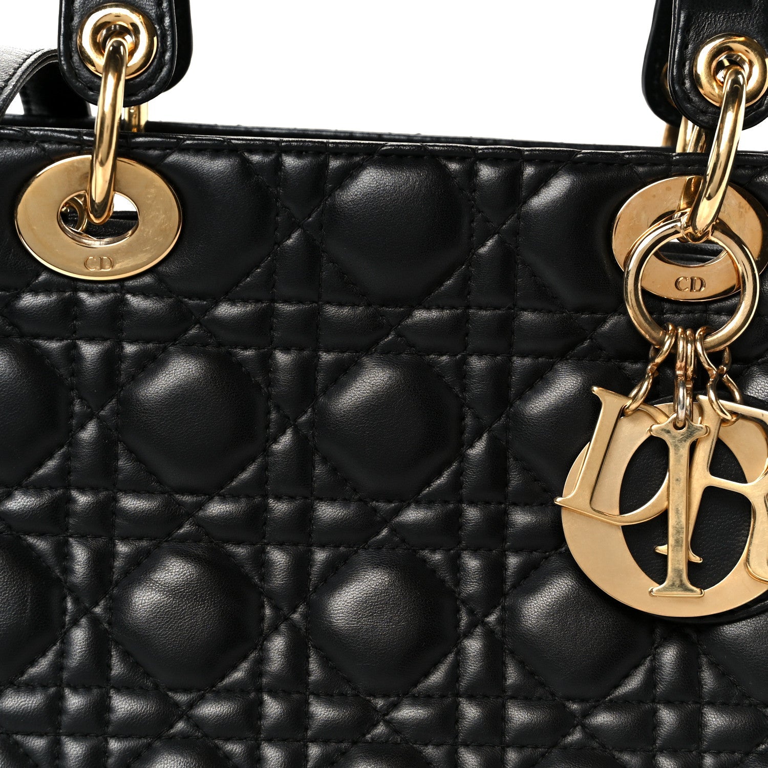 Lambskin Cannage Medium Lady D1OR Black