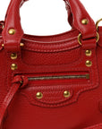 Grained Calfskin Neo Classic Gold Hardware Nano City Crossbody Medium Red