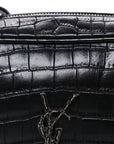 Calfskin Crocodile Embossed Monogram Lou Camera Bag Black
