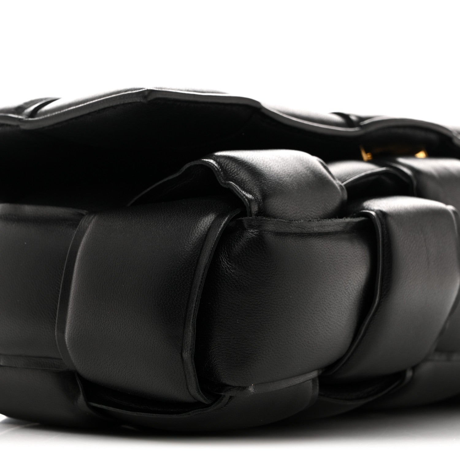 Paper Calfskin Maxi Intreccio Padded Cassette Crossbody Bag Black