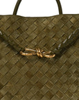 Suede Intrecciato Medium Andiamo Shoulder Bag Mud
