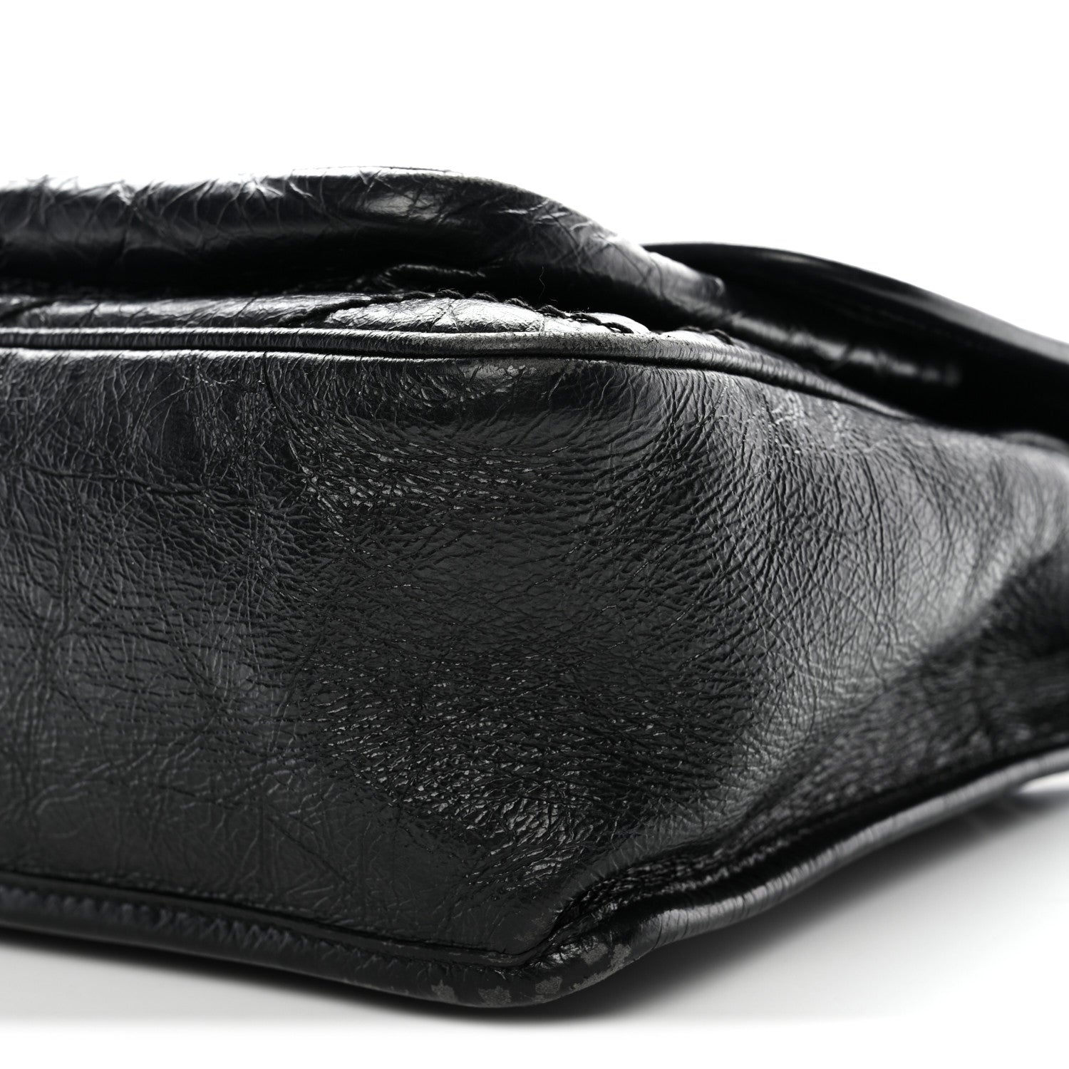 Crinkled Calfskin Matelasse Monogram Medium Niki Chain Satchel Black