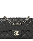 Lambskin Quilted Mini Rectangular Flap Black