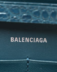 Shiny Calfskin Crocodile Embossed Hourglass Chain Bag Dark Petrol Blue