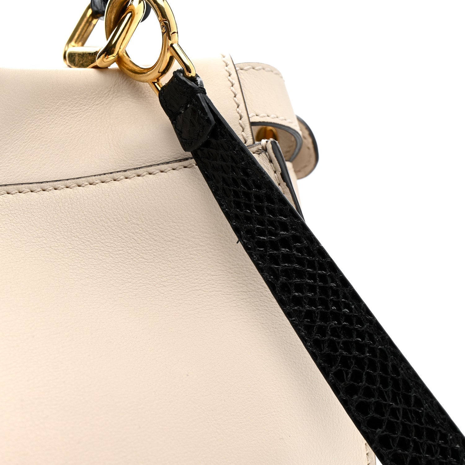Vitello Seta Snakeskin Monster Eyes Medium Peekaboo Iconic Satchel  Amido Sand Black