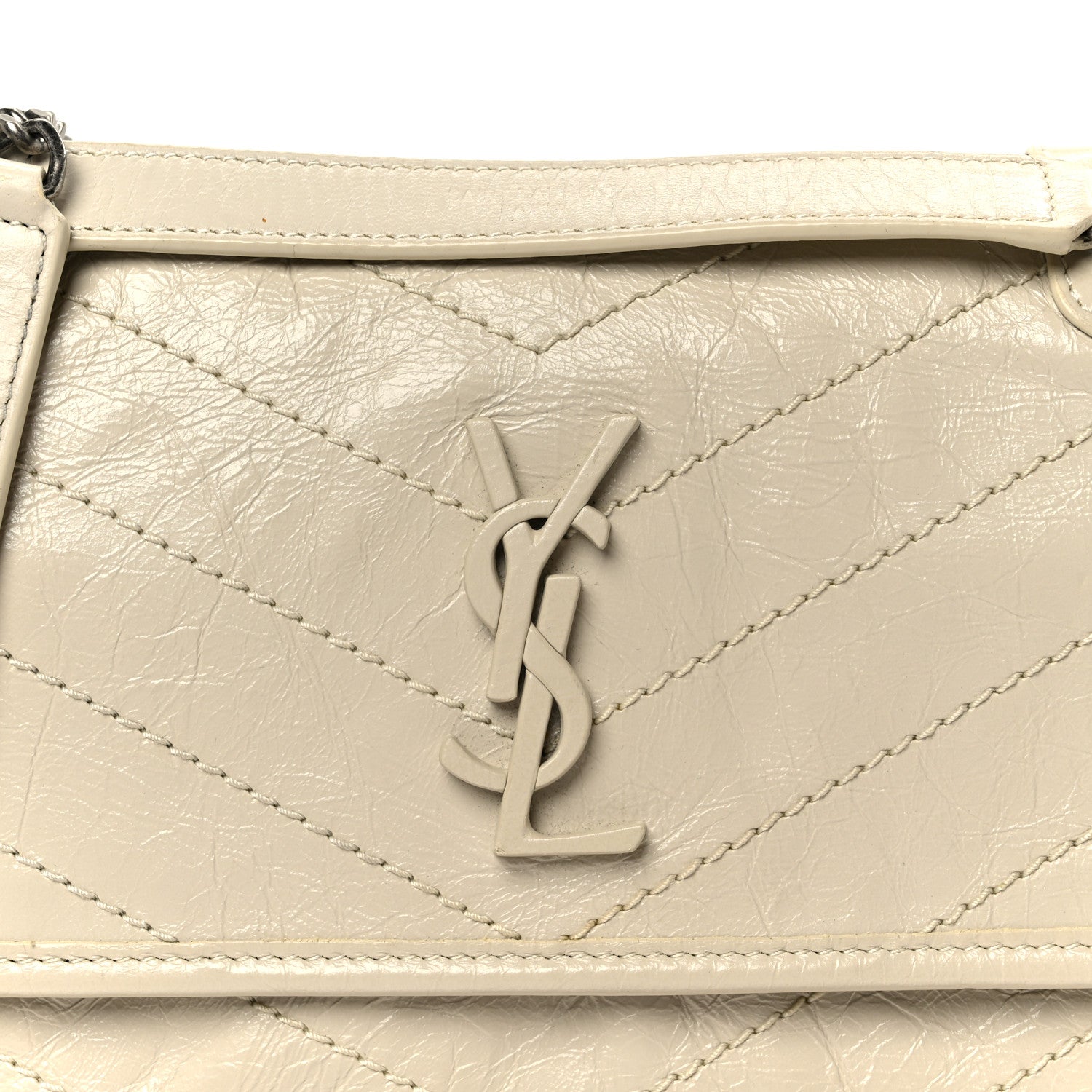 Crinkled Calfskin Matelasse Monogram Baby Niki Chain Satchel Crema Soft