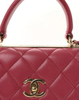 Lambskin Quilted Small Trendy CC Flap Dual Handle Bag Dark Pink